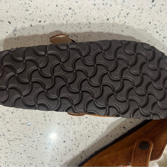 Birkenstock NEW Tan/Brown Suede Shearling Bosten Clogs sz 39 Sz 7.5 Women’s - Picture 13 of 16